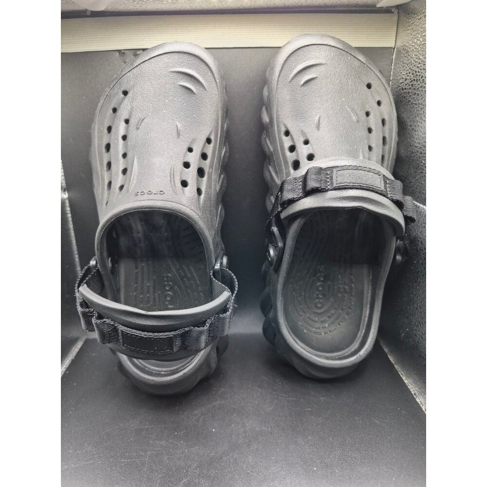 Crocs Echo Unisex Black Sport Sandals M5/W7 Lightweight Comfort Rubber